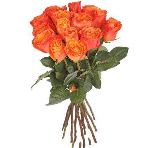 Купить букет из 15-ти оранжевых роз с доставкой по Дмитрову