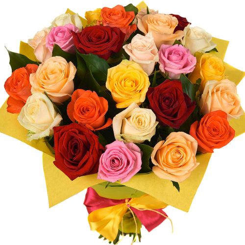 25 разноцветных роз с доставкой по Дмитрову